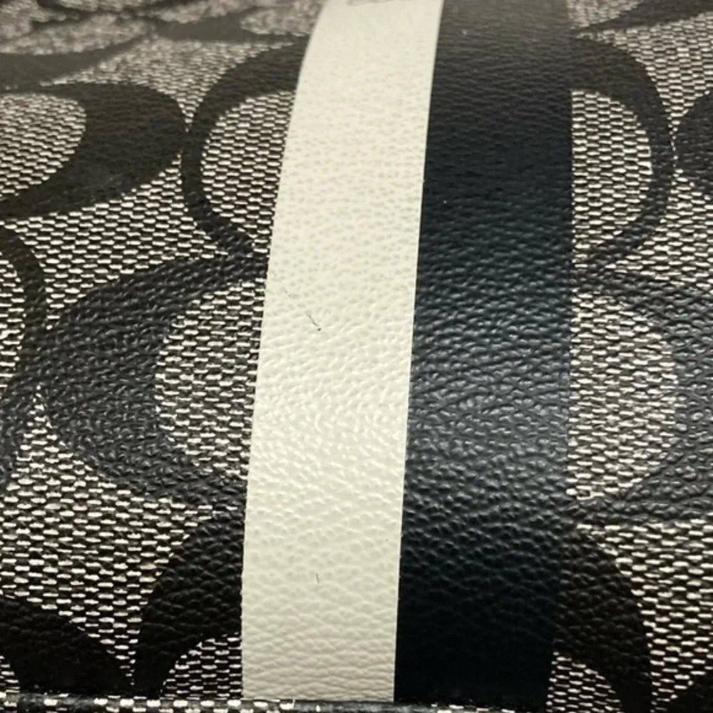 Coach black gray legacy striped signature clutch bag